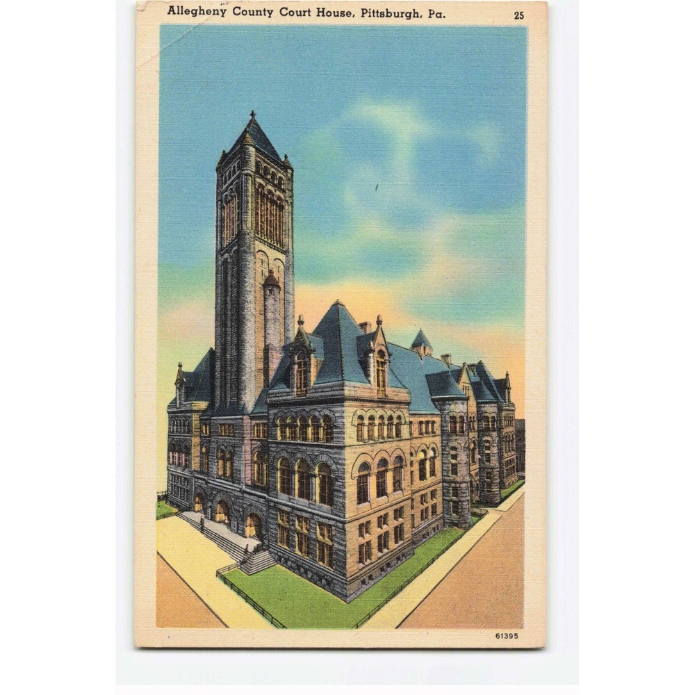 Allegheny County Court House Pittsburgh PA Vintage Linen Postcard 25 61395